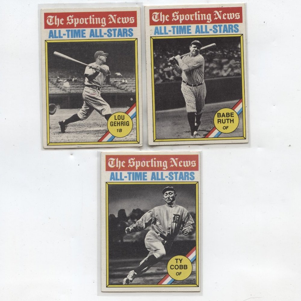 3 1979 TOPPS BASEBALL LEGENDS CARDS BABE RUTH GEHRIG COBB NICE LOT